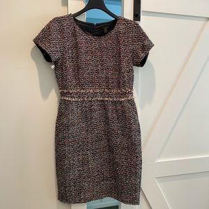 J.Crew Short Sleeve Red/Blue/White/Gold Textured Dress - Size 10 NWT